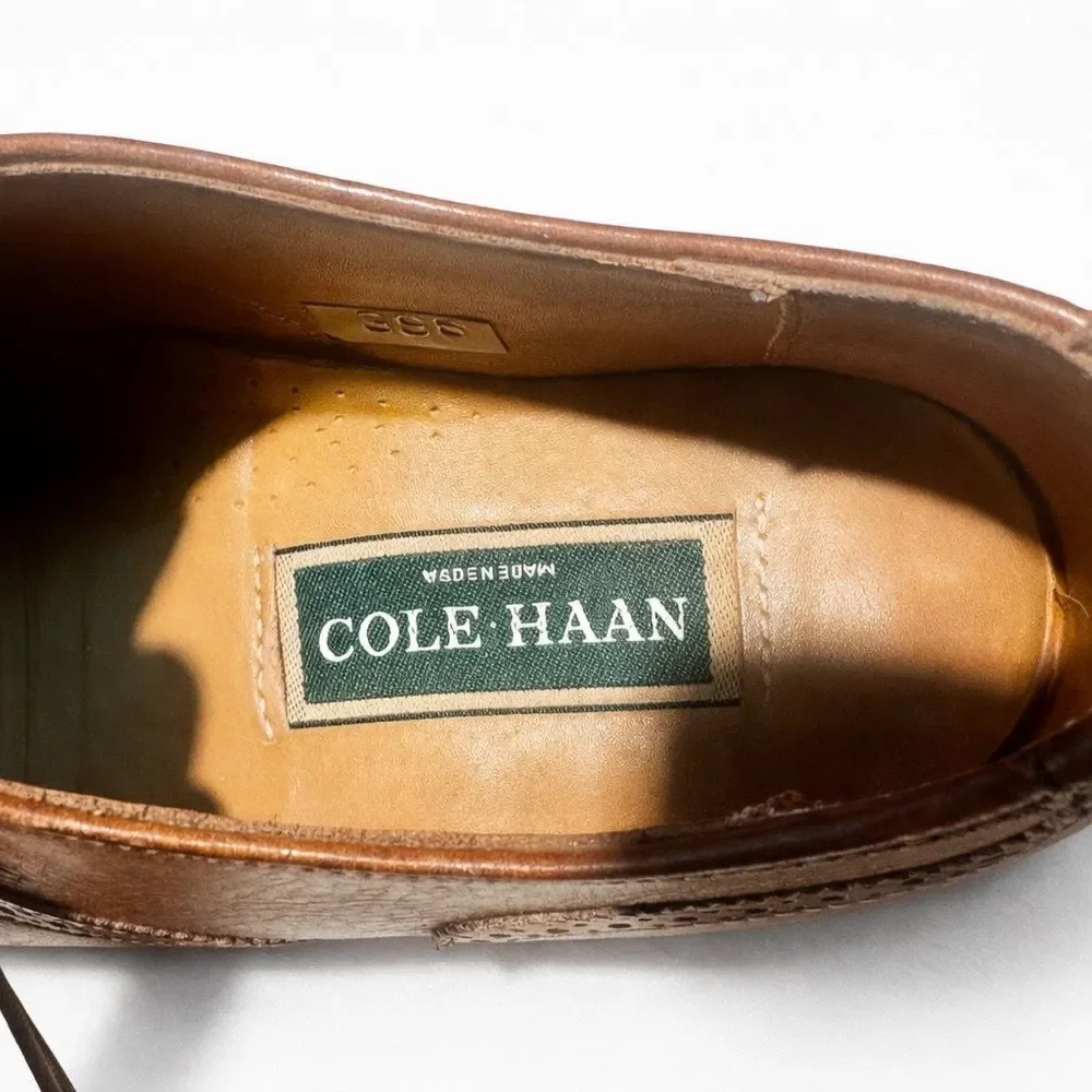 Cole Haan Men’s Brown Leather Cap Toe Oxford Dress Shoes Lace Up Size 6.5–7